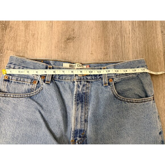 Levis 517 Jeans Men 34x34 Blue Bootcut Pants Light Wash Denim Faded Whiskers Y2K - Picture 3 of 7